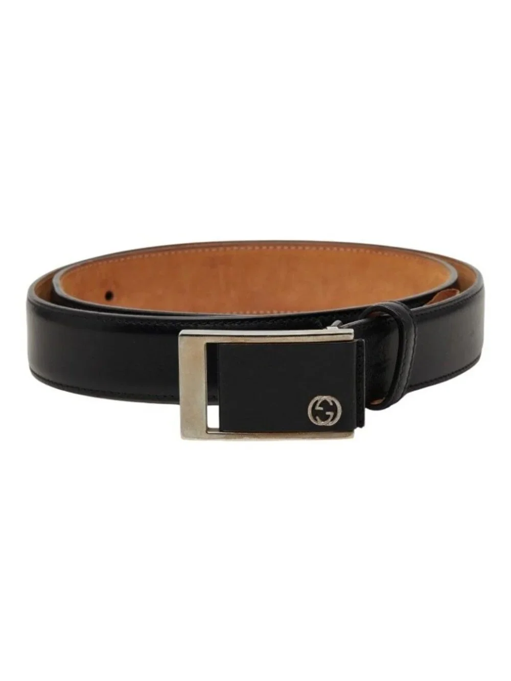 Gucci Interlocking Buckle Belt Black Leather